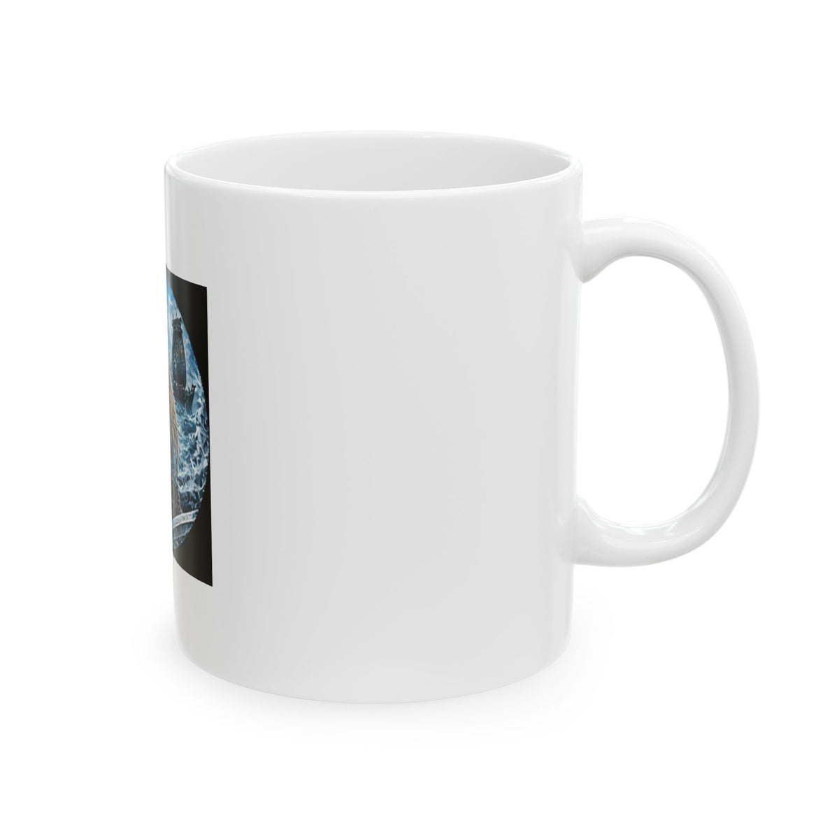 Viking Warrior Ceramic Mug - Norse Longship Warrior Warrior Design (11oz)