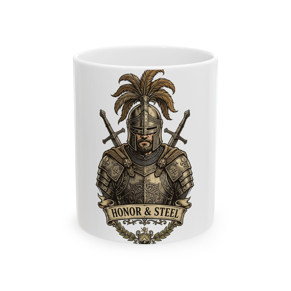 Medieval Knight Ceramic Mug - Honor and Steel Warrior Design (11oz)