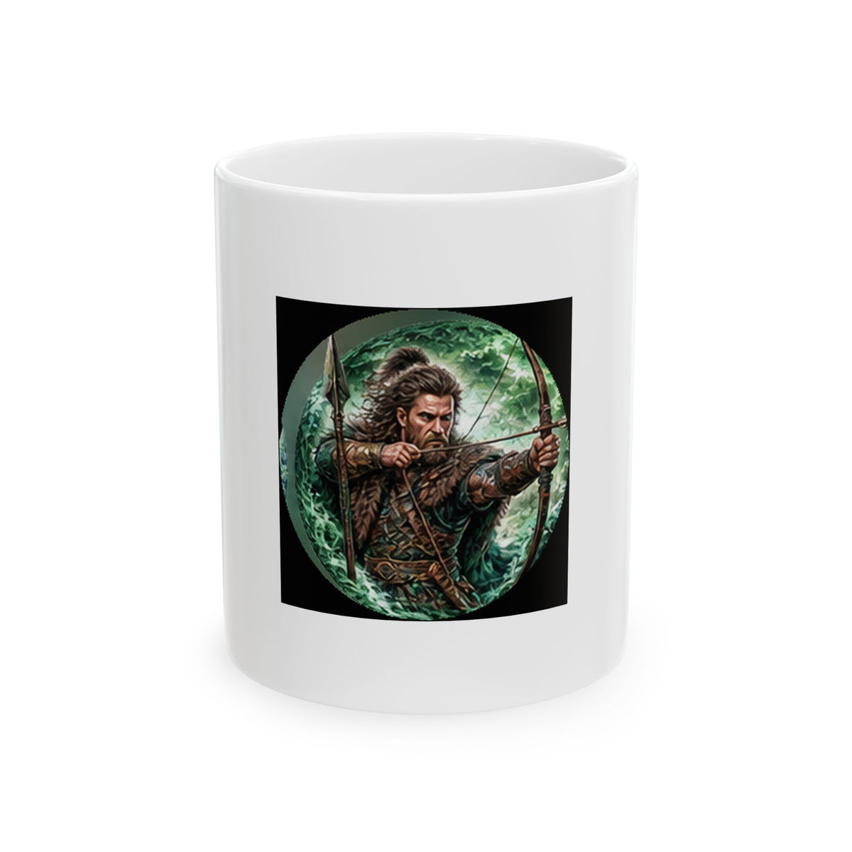 Celtic Warrior Ceramic Mug - Ancient Celtic Archer Warrior Design (11oz)