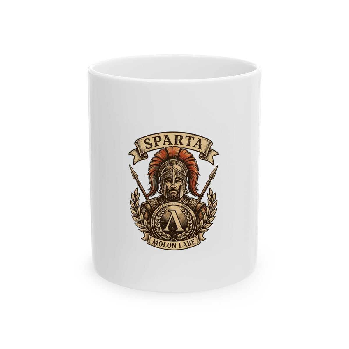 Spartan Warrior Ceramic Mug - Ancient Greek Molon Labe Warrior Design (11oz)