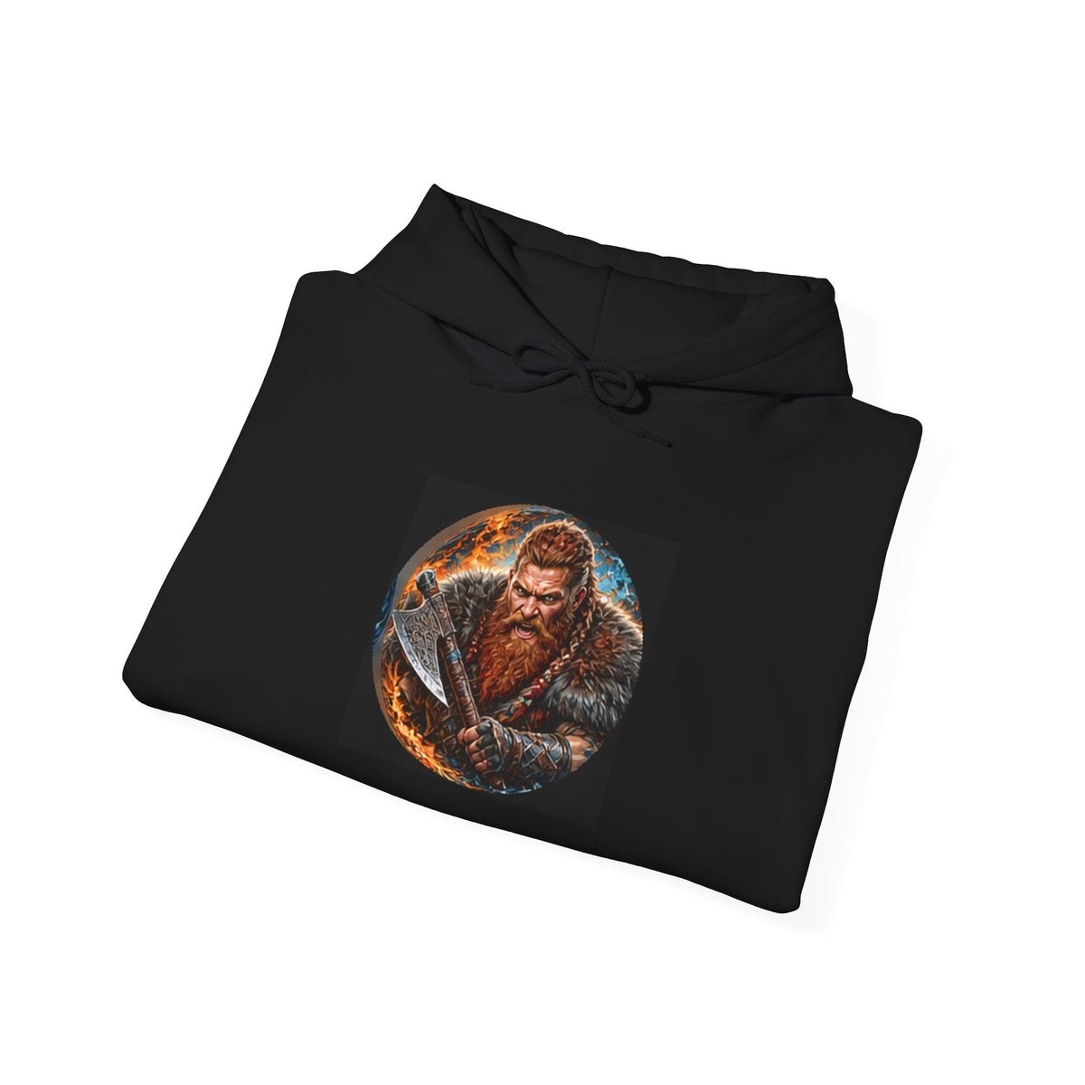 Viking Warrior Hoodie - Norse Redbeard Axe Graphic Sweatshirt