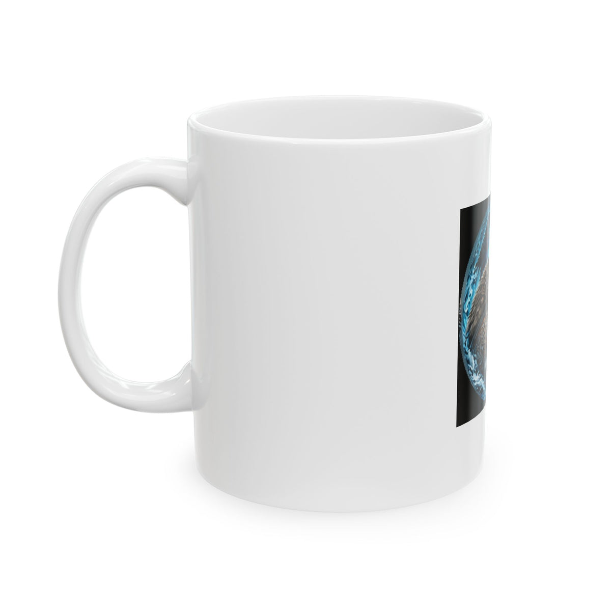 Viking Warrior Ceramic Mug - Norse Ravens Shield Warrior Design (11oz)
