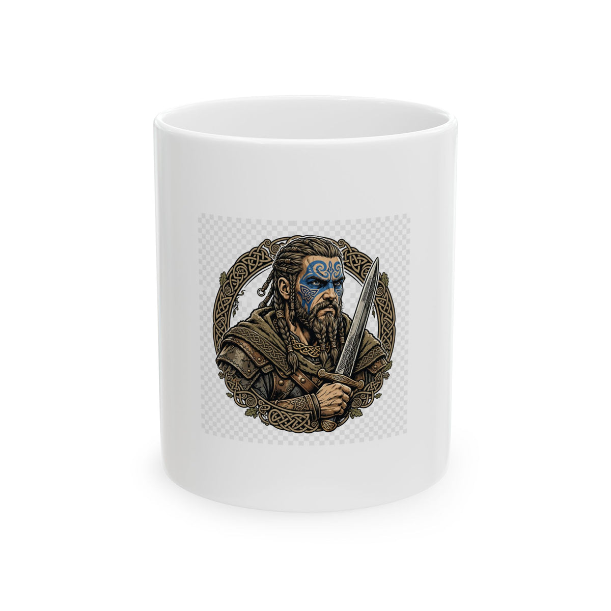 Celtic Warrior Ceramic Mug - Ancient Britain Warrior Design (11oz)