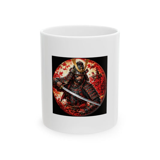 Samurai Warrior Ceramic Mug - Japanese Katana Warrior Design (11oz)