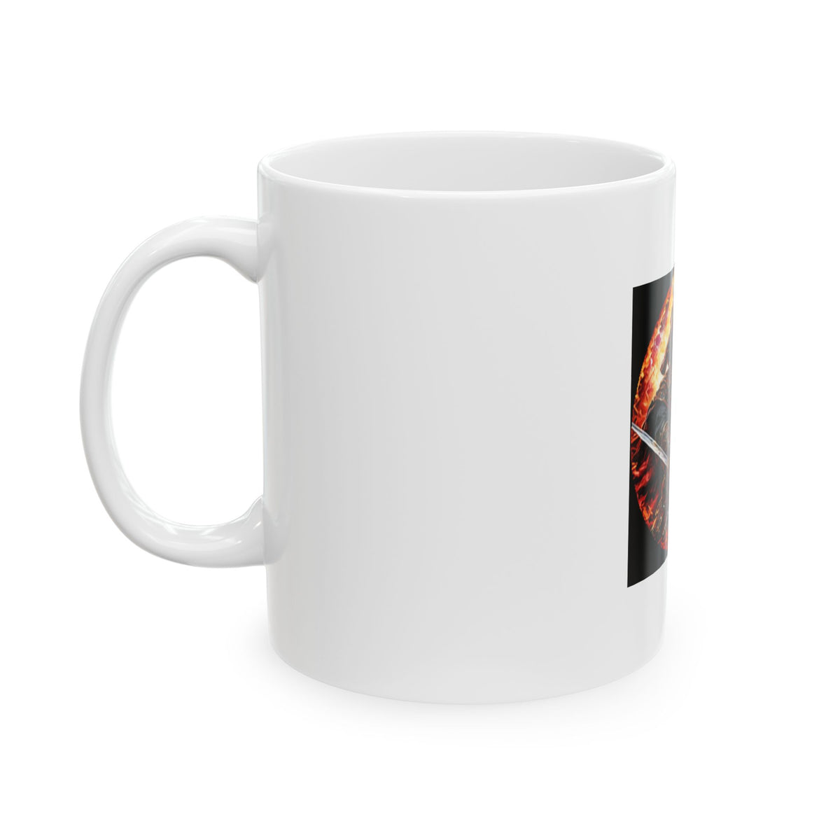 Samurai Warrior Ceramic Mug - Japanese Dual Katana Warrior Design (11oz)