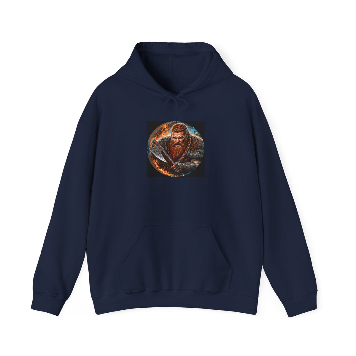 Viking Warrior Hoodie - Norse Redbeard Axe Graphic Sweatshirt