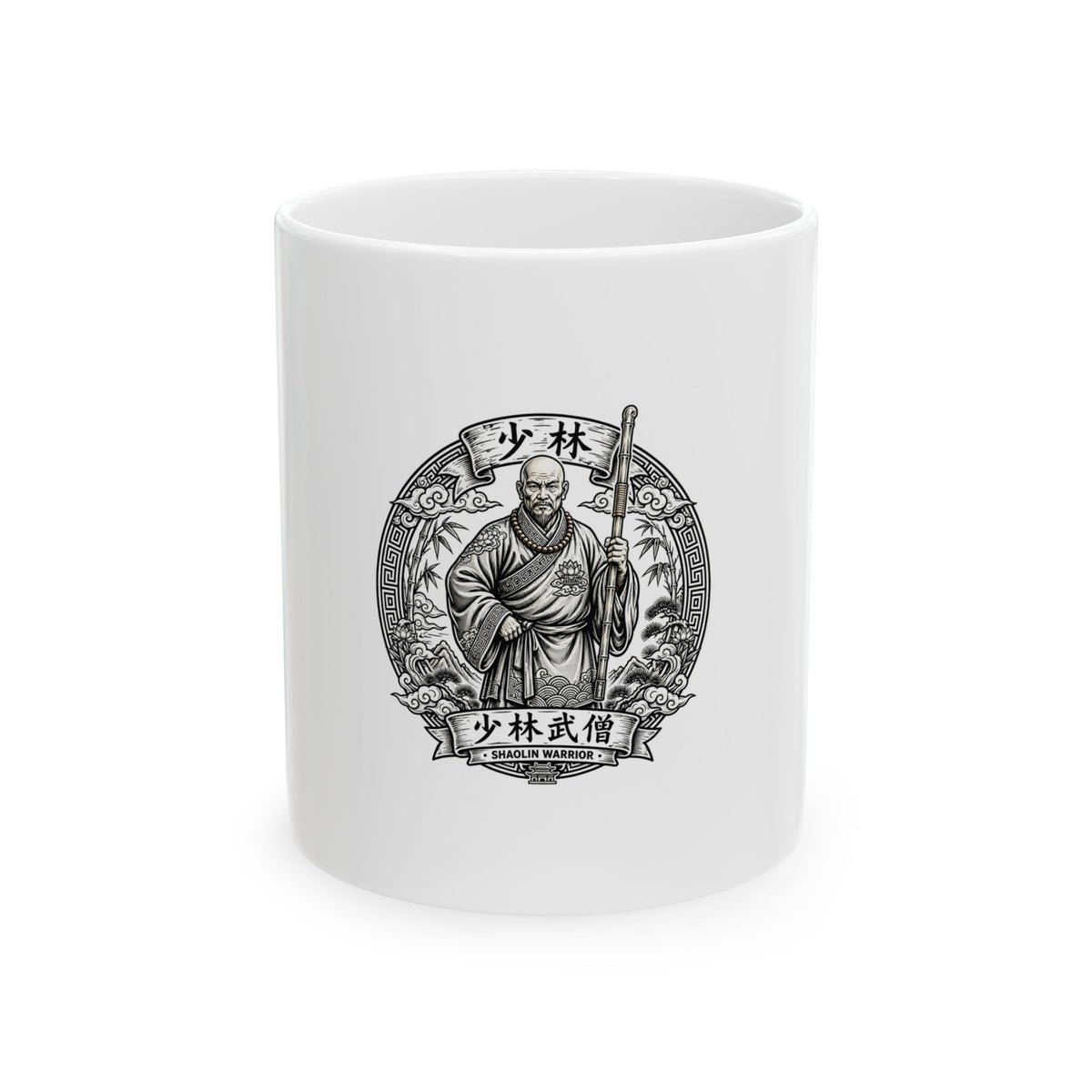 Shaolin Warrior Monk Ceramic Mug - Shaolin Temple Warrior Design (11oz)