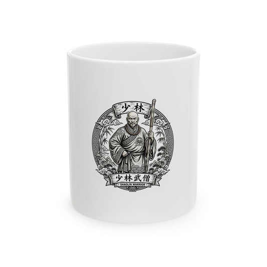 Shaolin Warrior Monk Ceramic Mug - Shaolin Temple Warrior Design (11oz)