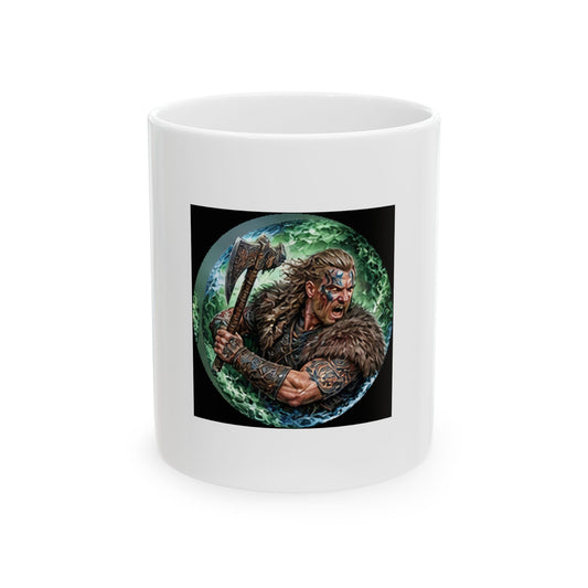 Celtic Warrior Ceramic Mug - Ancient Celtic Axe Warrior Design (11oz)