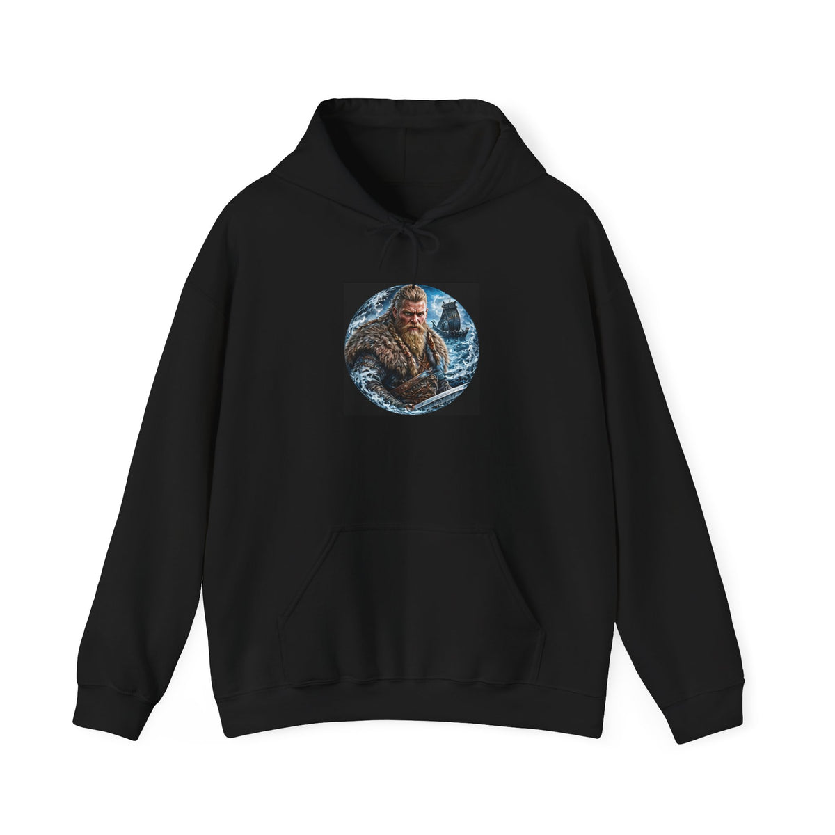Viking Warrior Hoodie - Norse Longship Warrior Graphic Sweatshirt