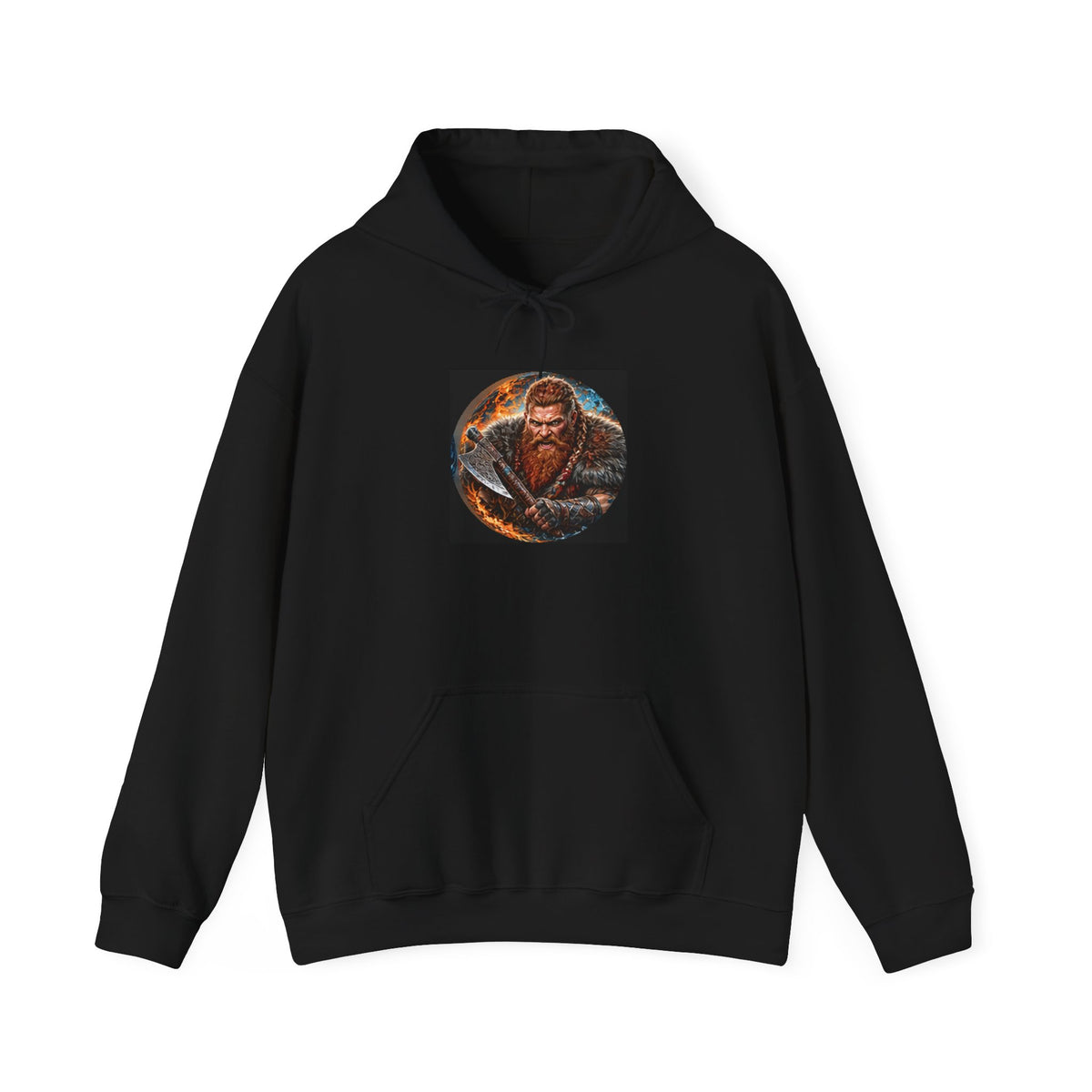 Viking Warrior Hoodie - Norse Redbeard Axe Graphic Sweatshirt