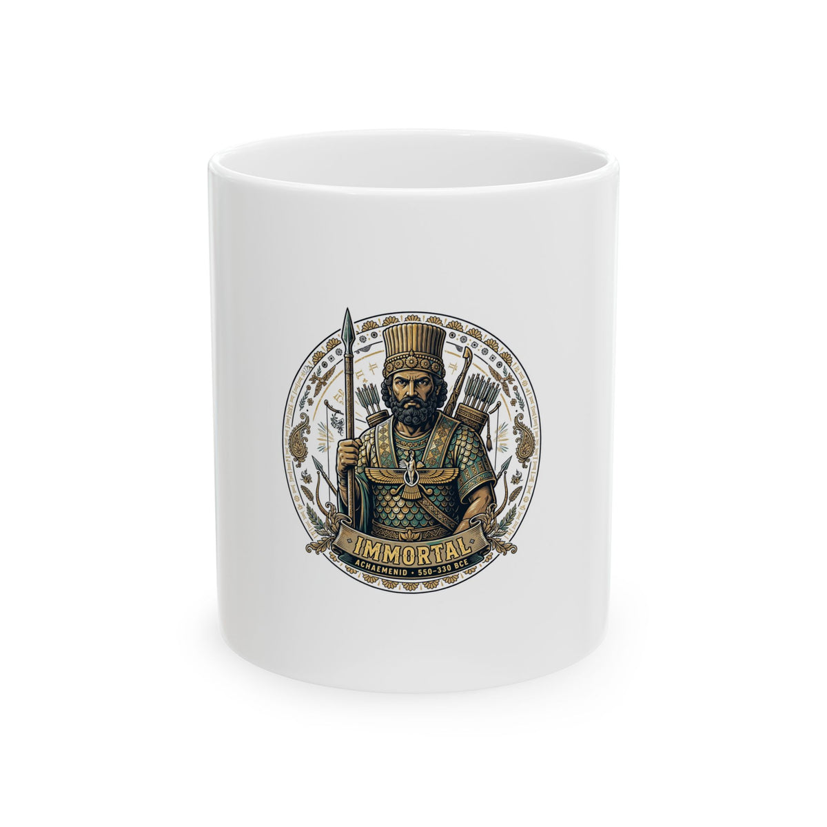 Persian Immortal Ceramic Mug - Achaemenid Empire Warrior Design (11oz)
