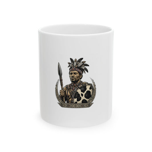 Zulu Warrior Ceramic Mug - Southern Africa Warrior Design (11oz)