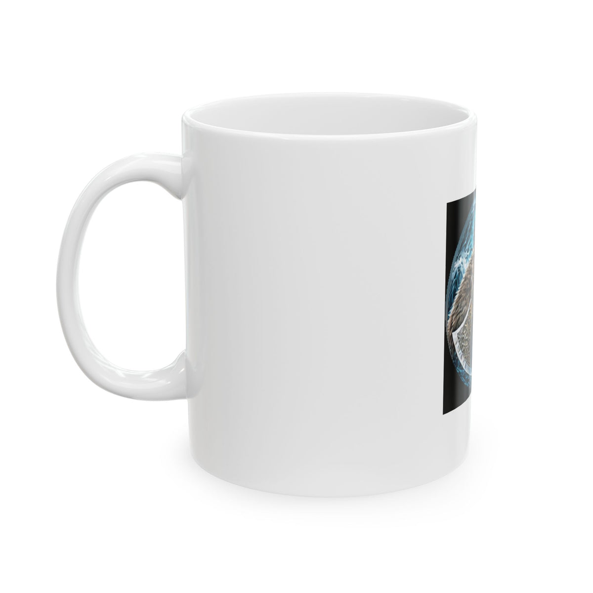 Viking Warrior Ceramic Mug - Norse Warpaint Axe Warrior Design (11oz)
