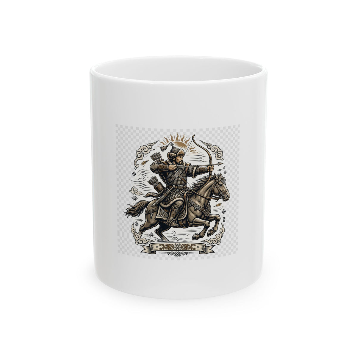 Mongol Horse Archer Ceramic Mug - the Great Steppe Warrior Design (11oz)