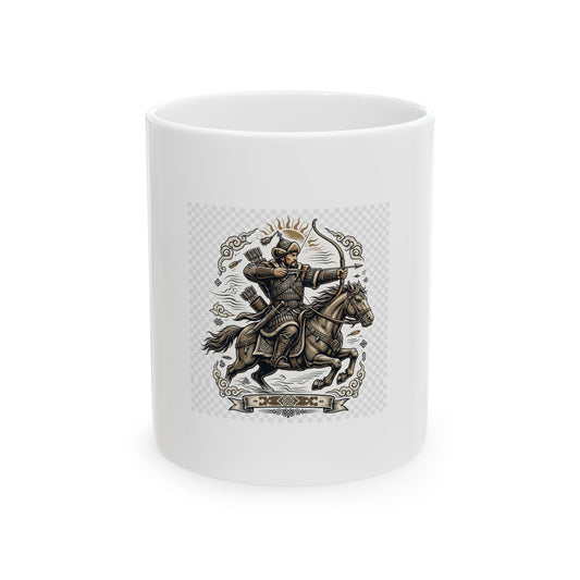 Mongol Horse Archer Ceramic Mug - the Great Steppe Warrior Design (11oz)