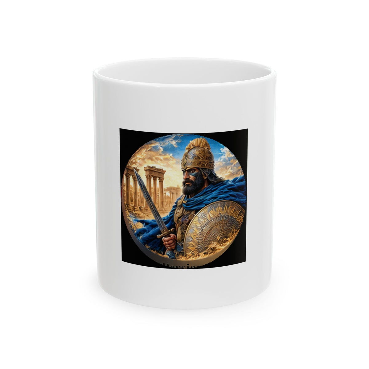 Persian Immortal Warrior Ceramic Mug - Ancient Persian Sword Warrior Design (11oz)