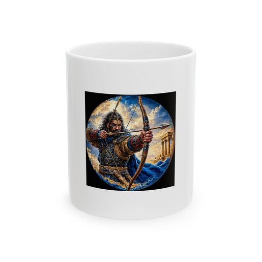 Persian Immortal Warrior Ceramic Mug - Ancient Persian Archer Warrior Design (11oz)