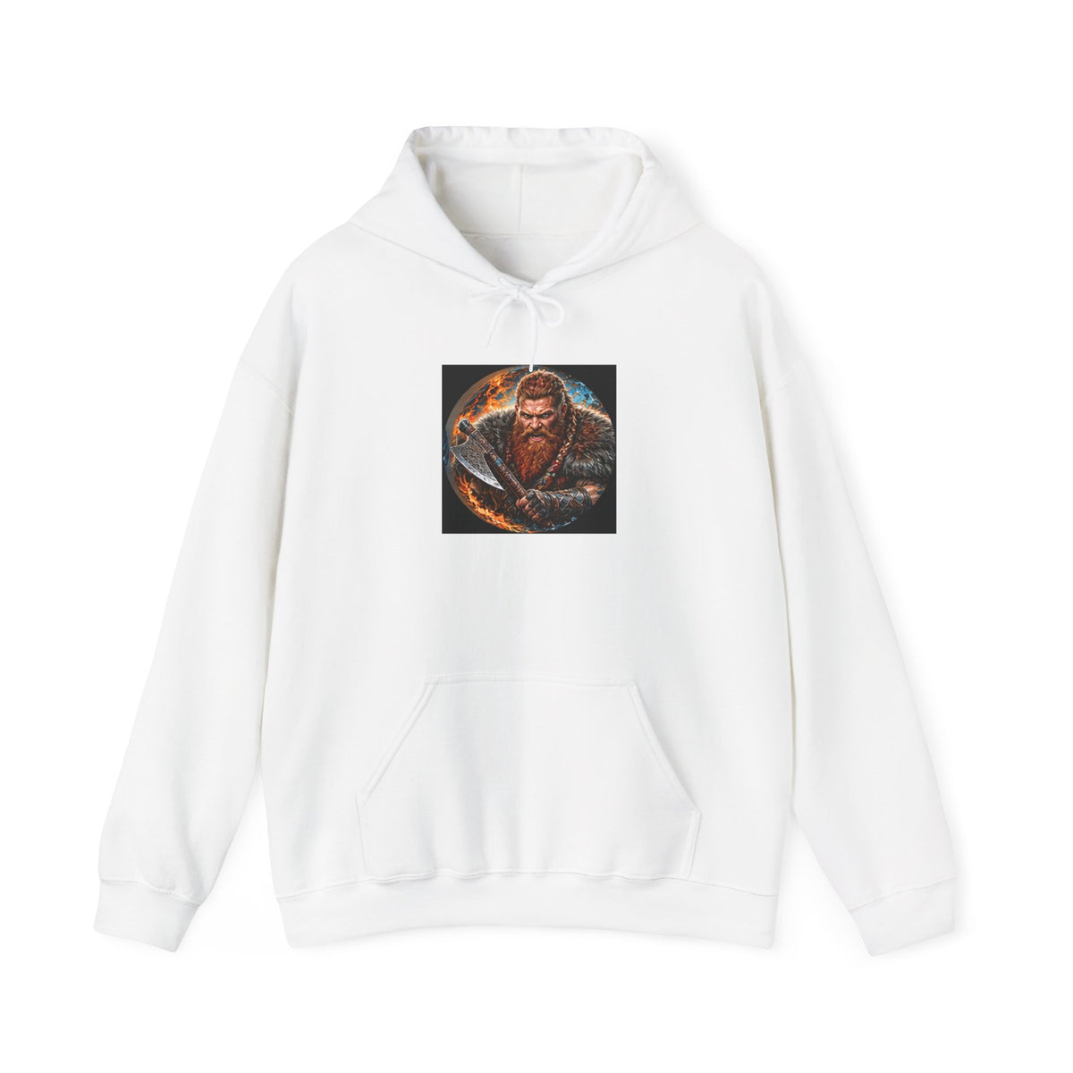 Viking Warrior Hoodie - Norse Redbeard Axe Graphic Sweatshirt