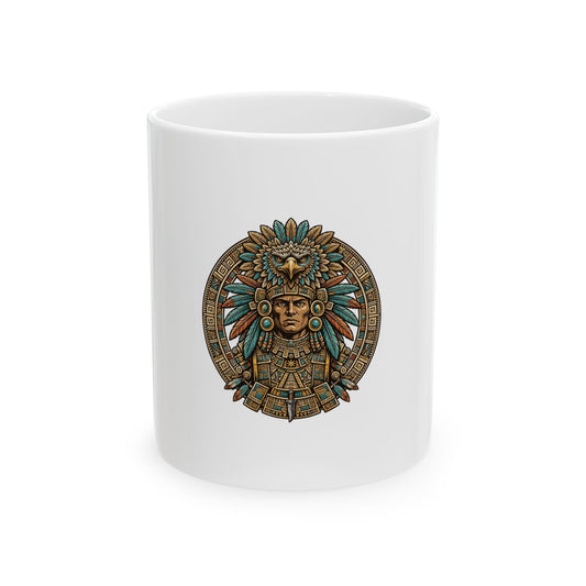 Aztec Eagle Warrior Ceramic Mug - Tenochtitlan Warrior Design (11oz)