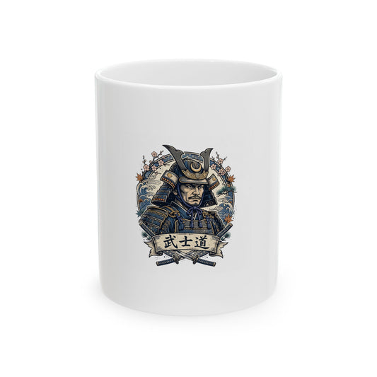 Samurai Warrior Ceramic Mug - Japanese Bushido Warrior Design (11oz)