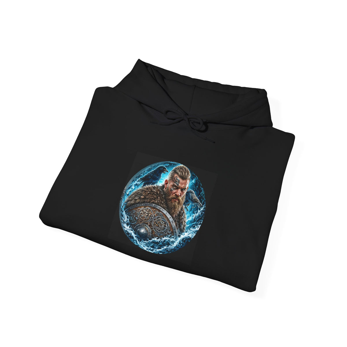 Viking Warrior Hoodie - Norse Ravens Shield Graphic Sweatshirt