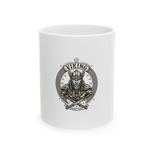 Viking Warrior Ceramic Mug - Norse Skjold Warrior Design (11oz)
