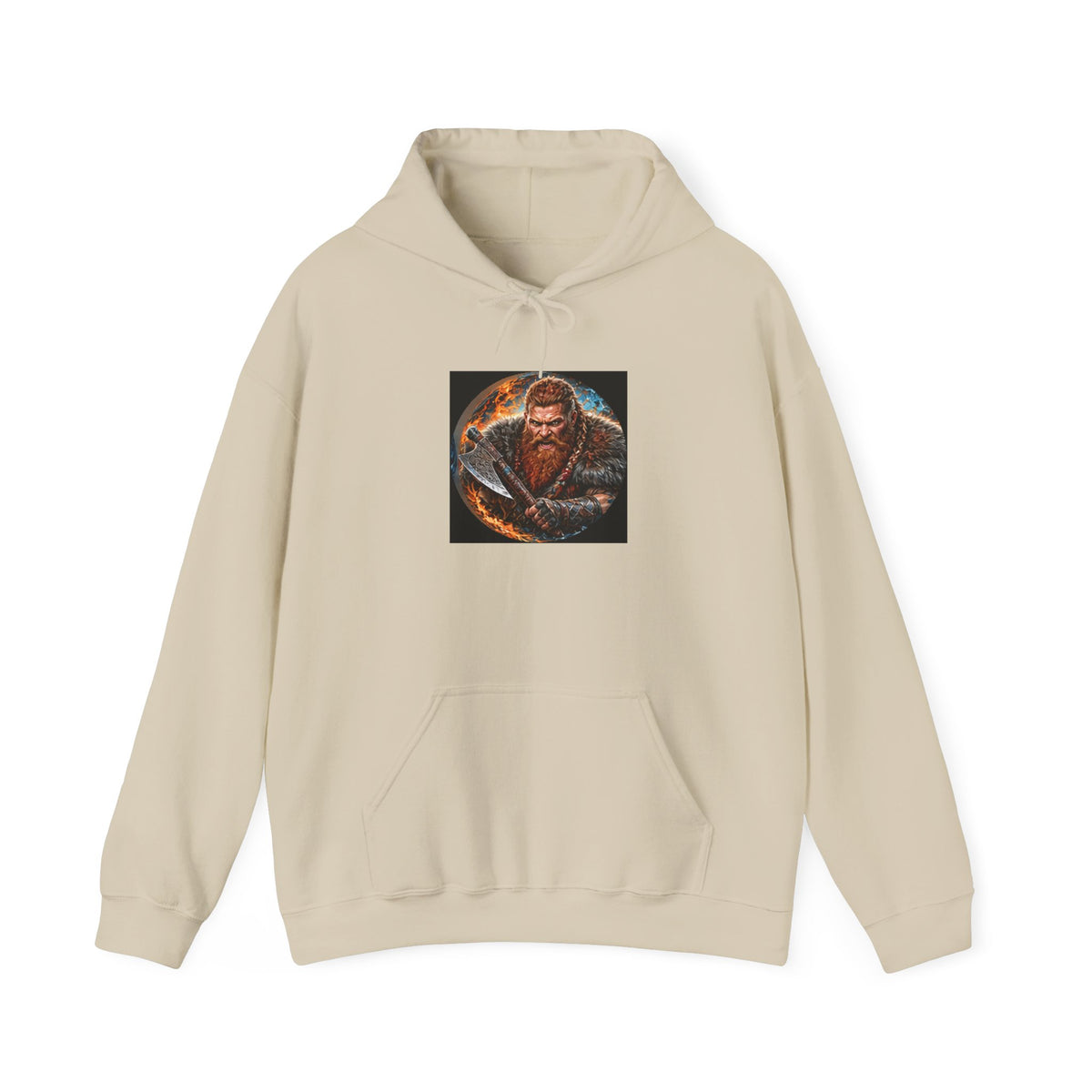 Viking Warrior Hoodie - Norse Redbeard Axe Graphic Sweatshirt